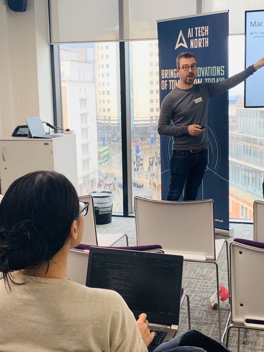 antonymtech's tweet photo. #GlobalAlBootcamp Dr.Andrea De Santis, CTO of @CentDS giving an informative and engaging speech on #Machinelearning #Aitechnorth @aitechnorth https://t.co/TwHevid3zc