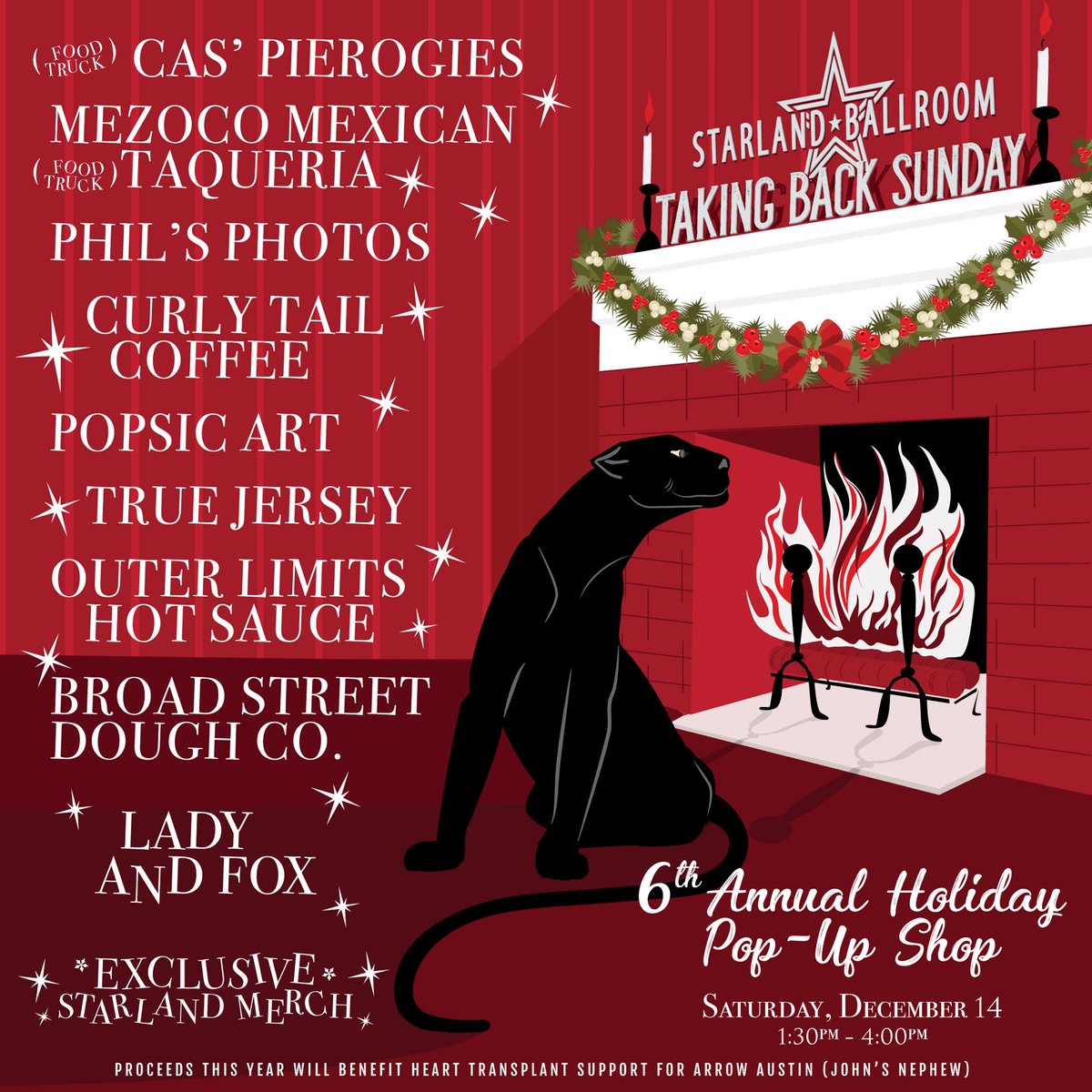 starlandNJ's tweet photo. Today! Come spend your afternoon with us and @TBSOfficial - plus some amazing vendors! Don’t forget first 40 people in line to donate $40 to charity will get a photo with the band and Santa. Acoustic set, great hangs and so much more. See you at 1:30! 🎅🏼 https://t.co/5NGN1jhpz1