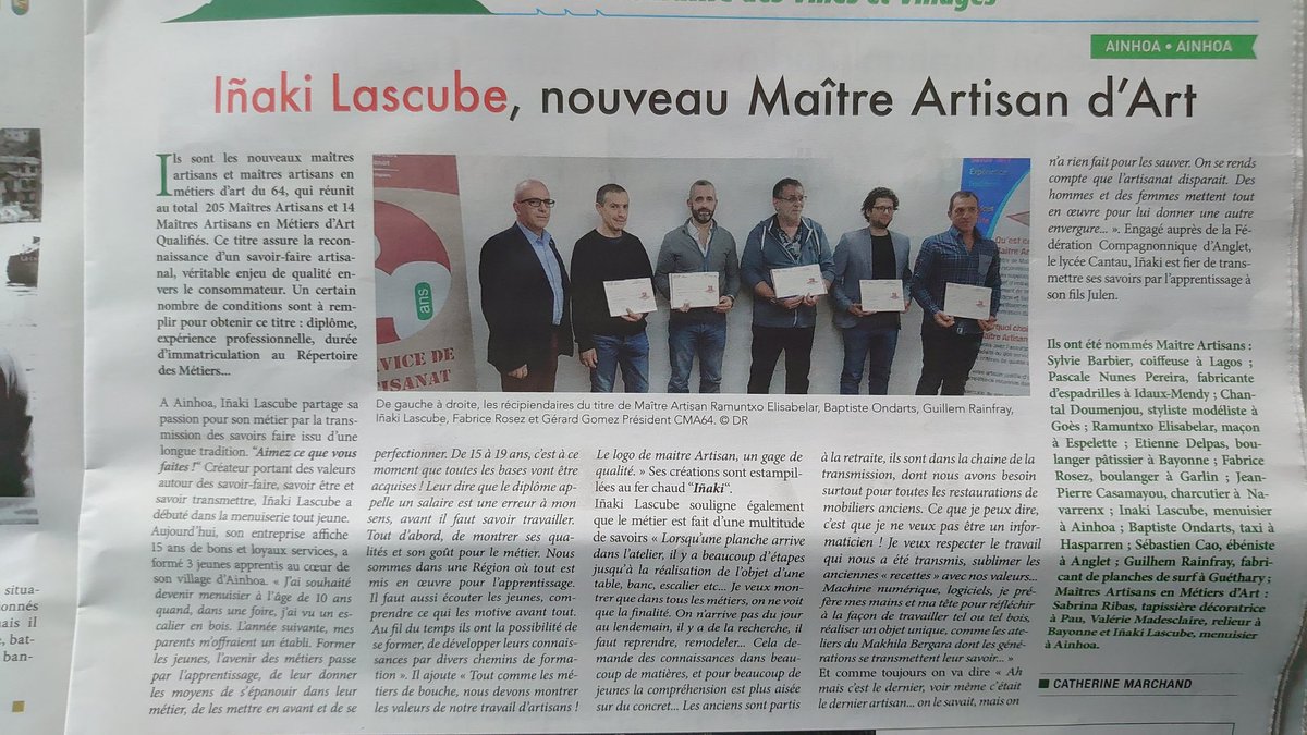 lascube's tweet photo. #fier d'être Artisan, merci à @LaSemaineduPB et à Catherine Marchand pour cet article. #made #PaysBasque , #euskadi , #sudouest  ,#France https://t.co/cbk1wOiUqD