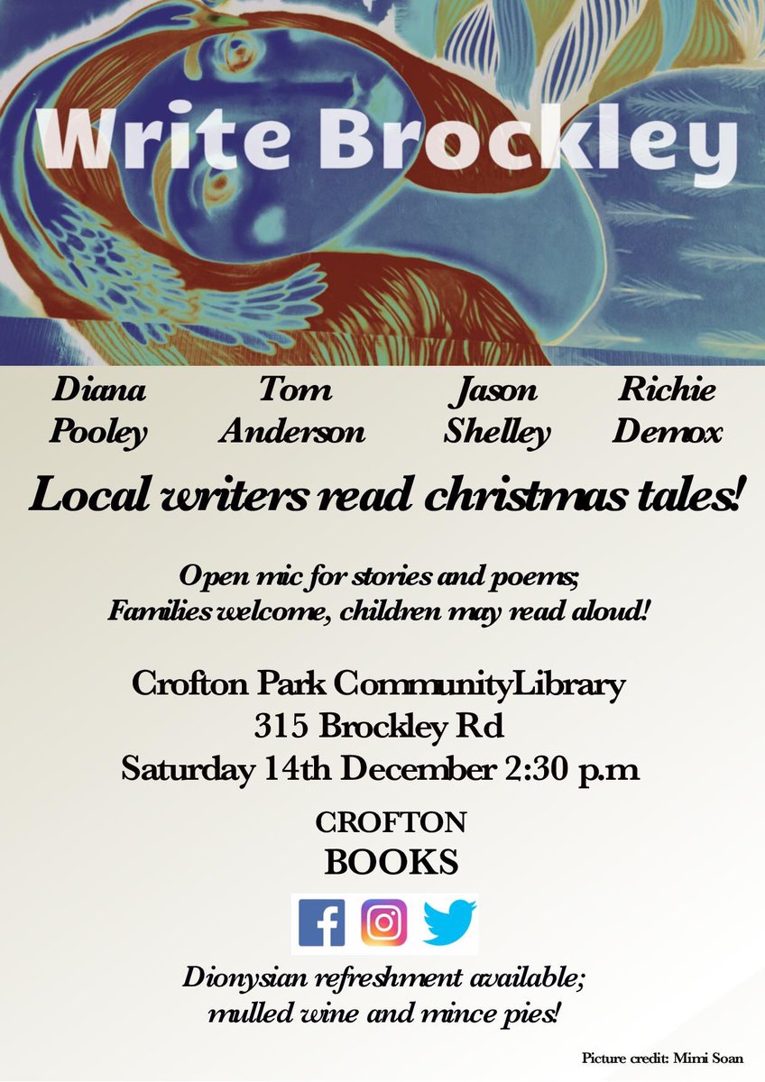 CroftonBooks's tweet photo. We have some amazing writers in today to read Christmas π stories!
2pm in the library building, with mulled wine π· and minced pies!
(The Christmas Trees on sale outside π)
#croftonpark #lewisham #se4 #writebrockley
Diana Pooley
@tomand07
@CroftonCreative
@RSWdeMox https://t.co/JV8JFJviK4