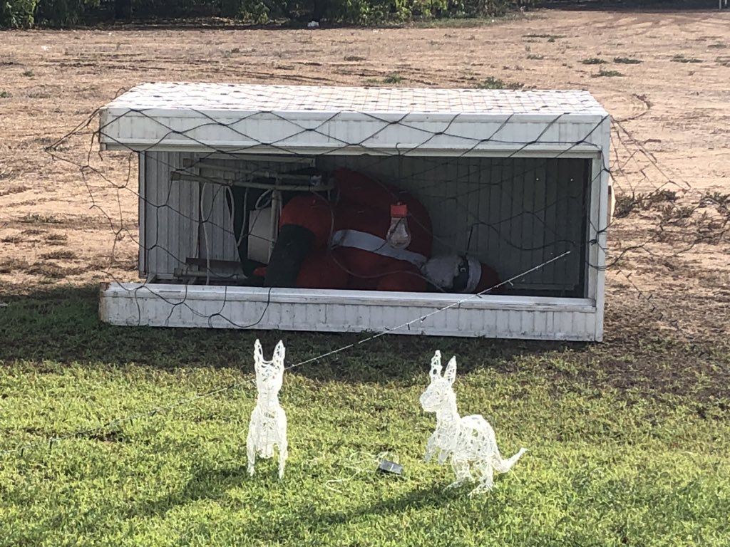 Santa obviously thought it was a safe place in a storm. Don’t build them like they use to.