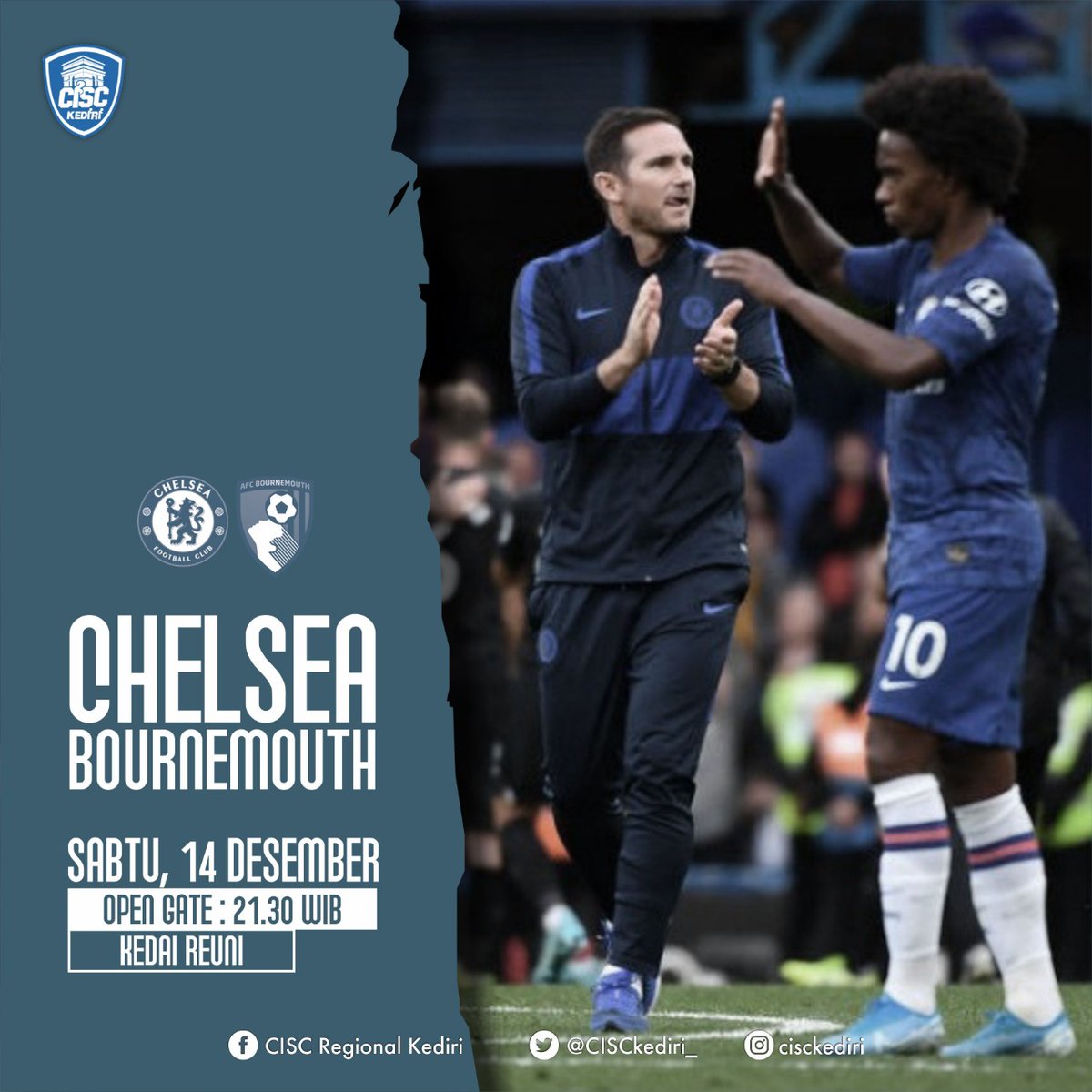 #NobarDay 
🏆 Premier League
⚽ Chelsea v Bournemouth
📆 Sabtu, 14 Desember 2019
🏠 Kedai Reuni
🕒 21.30 WIB
💵 Just Order
#Birukan