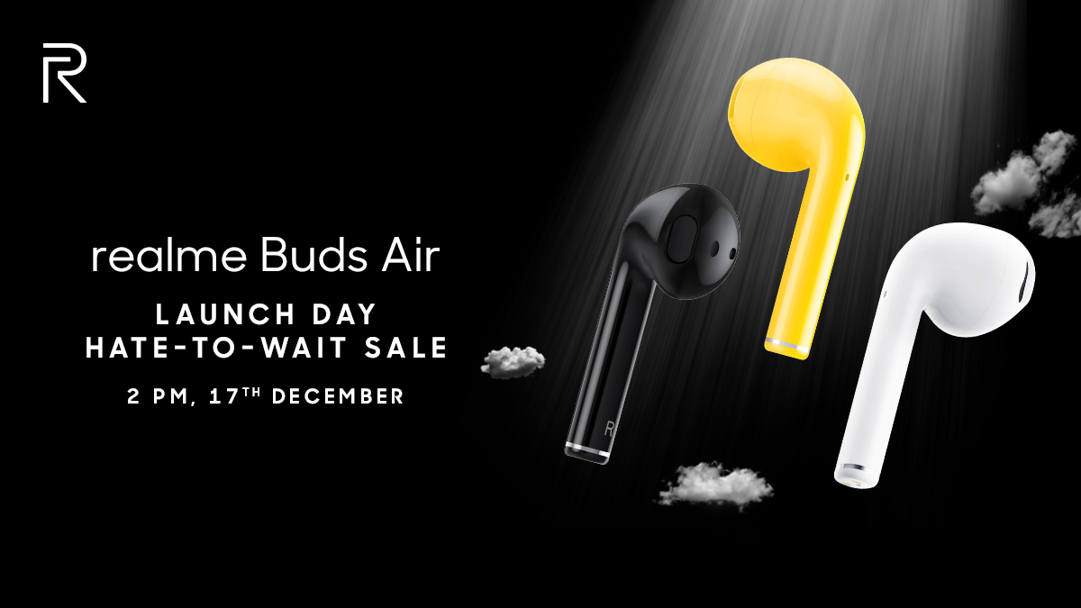 realmeIndia's tweet image. For the first time ever, we will be having a special #HateToWait sale on the day of the launch itself! Witness the launch of #realmeBudsAir at 12:30 PM and grab yours in the 2 PM sale on 17th December, only on @Flipkart &amp;amp; realme.com
bit.ly/2YwjJv8