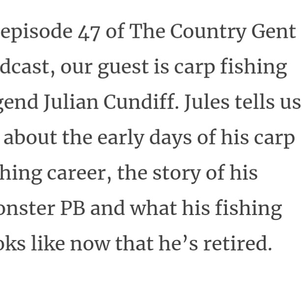A Podcast I did last week concentrating on my love of the countryside, my early years of fishing and how I combined work, life and fishing... Simply go to theyorkshiregent.com and my hour plus taping is 38 minutes in...