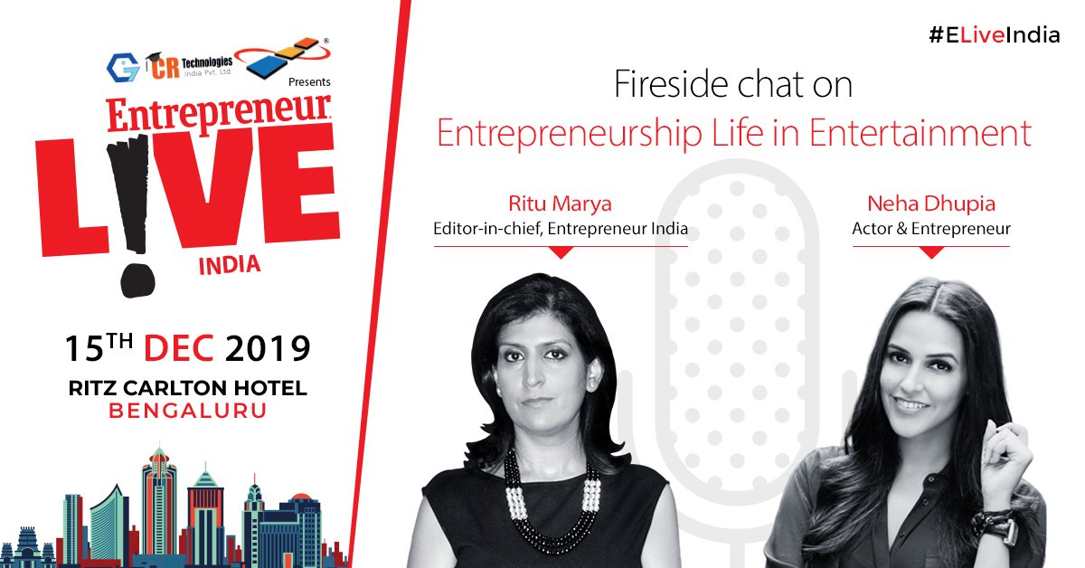 EntrepreneurAPJ's tweet photo. Ms. @Maryaritu will be in an exclusive fireside chat with Ms. @NehaDhupia on Entrepreneurship Life in Entertainment industry at #EntrepreneurLive #Bangalore! 
Do not miss, get your passes at https://t.co/LpgJfRpUsG https://t.co/95jGP54qG5