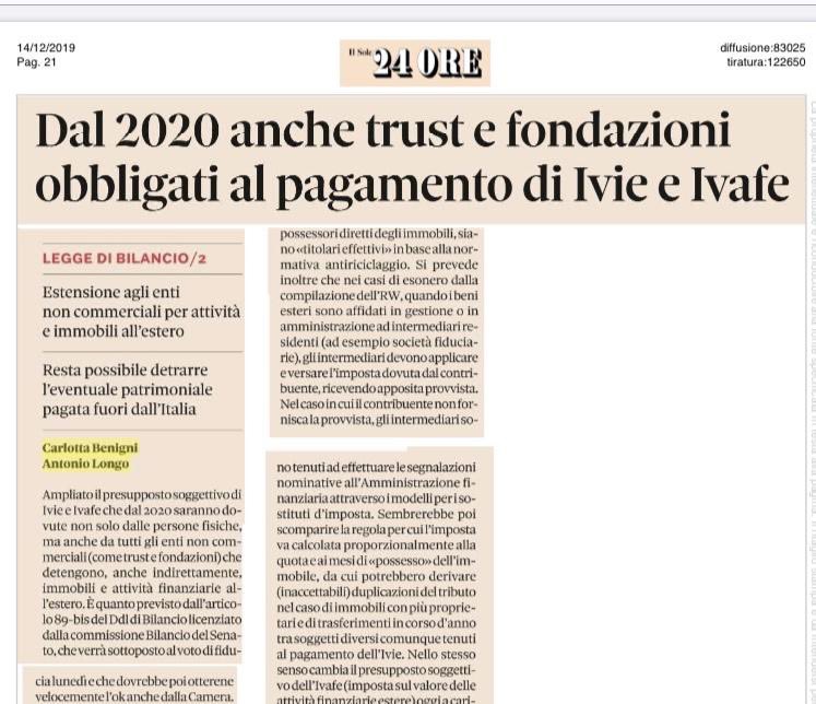 _antoniolongo's tweet photo. Oggi su @sole24ore con due contributi sulla tassazione italiana dei compensi percepiti da non residenti e sul prospettato allargamento di #IVIE e #IVAFE a #Trust, #fondazioni, #società semplici ed #enti soggetti agli obblighi di monitoraggio fiscale @DLA_Piper_Italy @DLA_Piper https://t.co/DmvB4riDUt