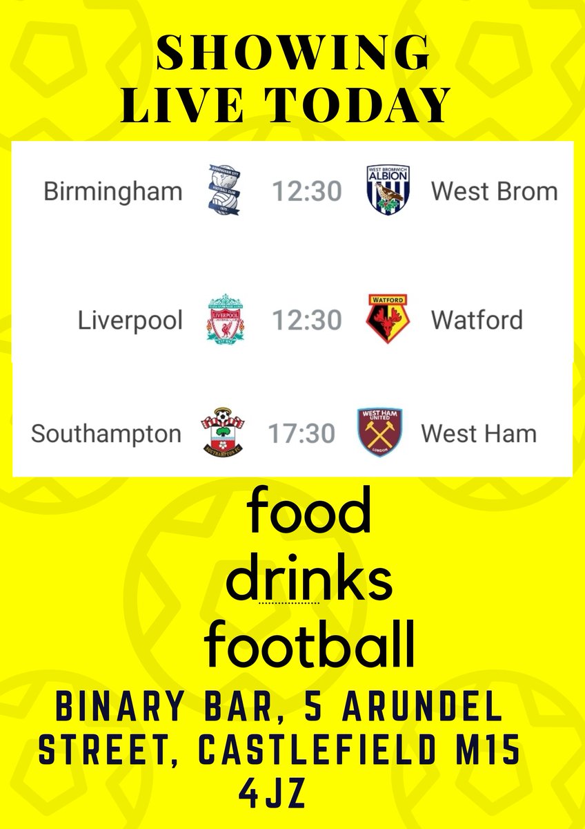binarybar's tweet photo. Showing live today only @binarybar #freshfood #drinklocal #binarybar #binarybarmcr #castlefield #itsallaboutatmo #grillfood #manchester #sports https://t.co/K1UKC6ghuq