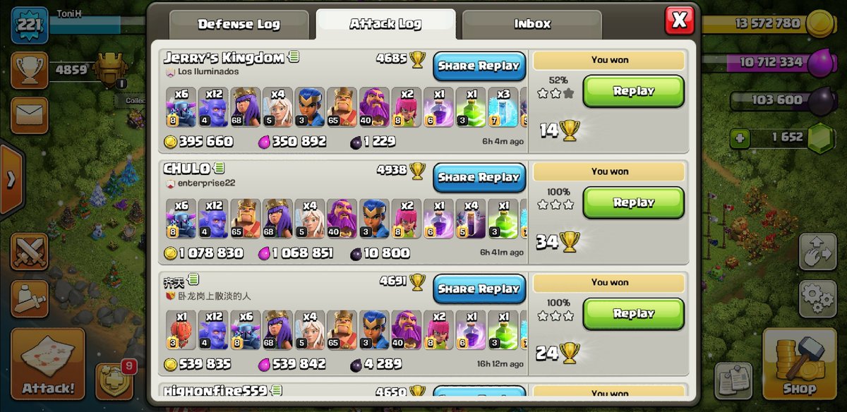 ToniH_Clash's tweet photo. The most loot 🤑 I've ever gotten to raid and I got it all 💪thanks to some attack strategy advice 💬 from a trusted clan member 😎. Thanks again Grey 🤗. #ActiveLeaders #ClashOfClans https://t.co/B299Z8DIYc