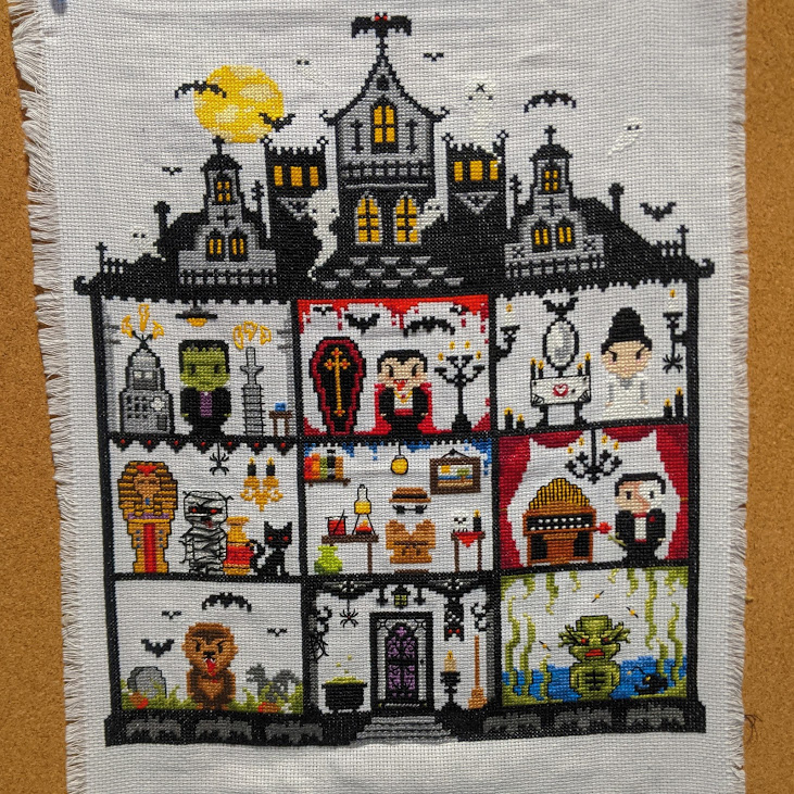 AprilRaygun's tweet image. Finished another #crossstich! #nerdcraft #geekcraft #Monsters #thewitchystitcher #classichorror #sal #stitchalong