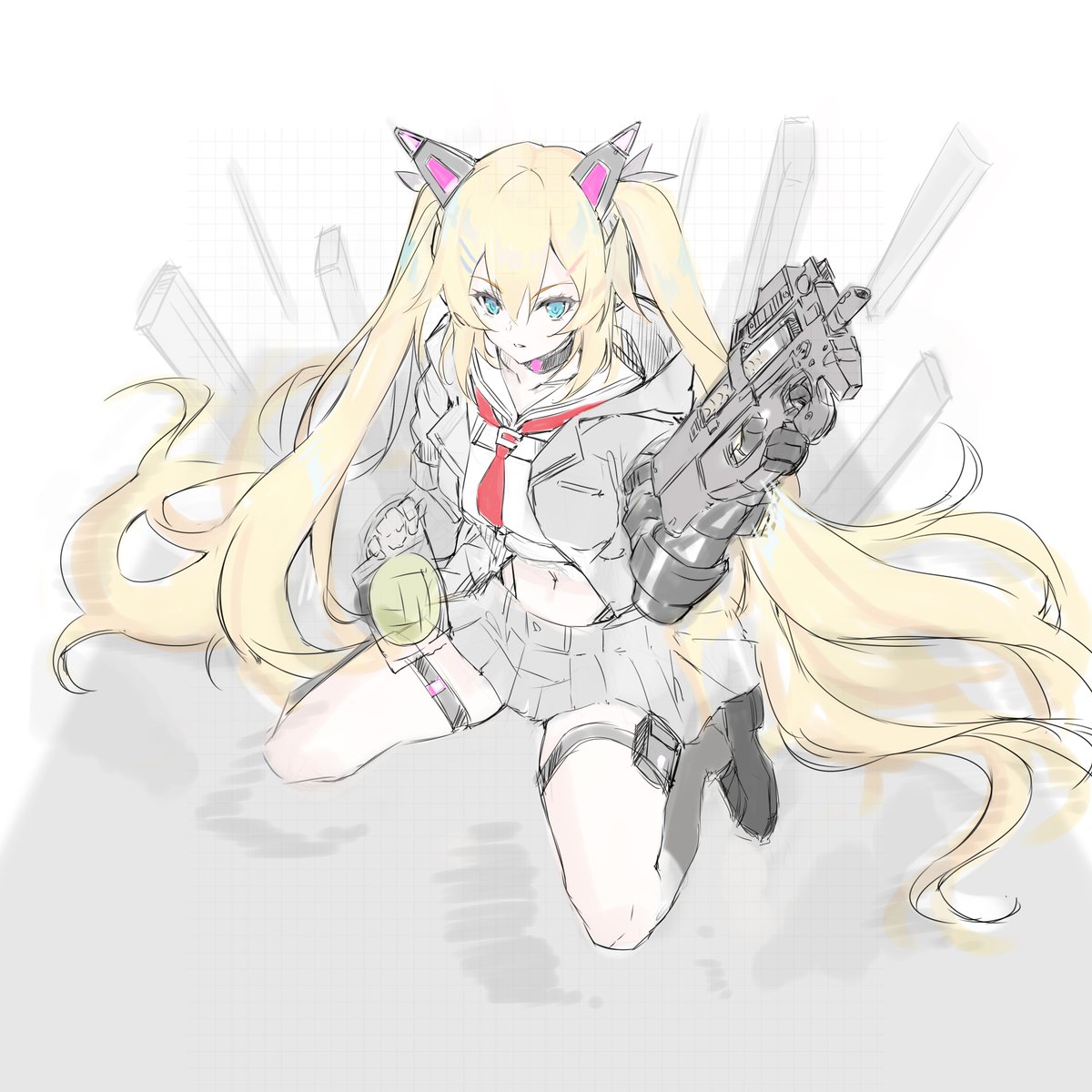 桜坂つちゆ 学園競技想定のオリジナルメカ娘とウチの子でミリタリー系女子のラクガキラフ ガルパンみたいな世界観で各校で戦う的な 桜坂つちゆ 学園競技想定のオリジナルメカ娘とウチの子でミリタリー系女子のラクガキラフ ガルパンみたいな世界観で各校で戦う的な