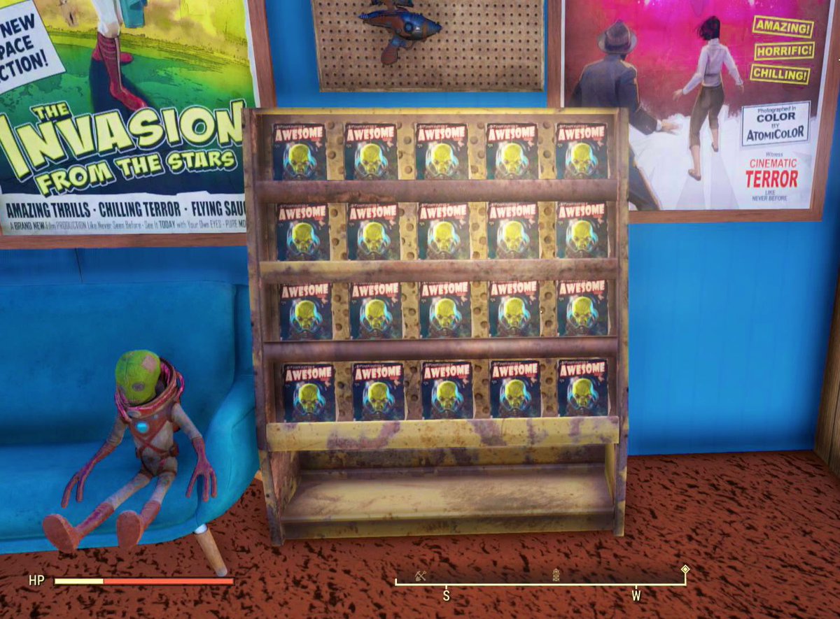 念願のエイリアン本棚完成しましたー👽
#fallout76
#フォールアウト76
#驚くほど素晴らしい本