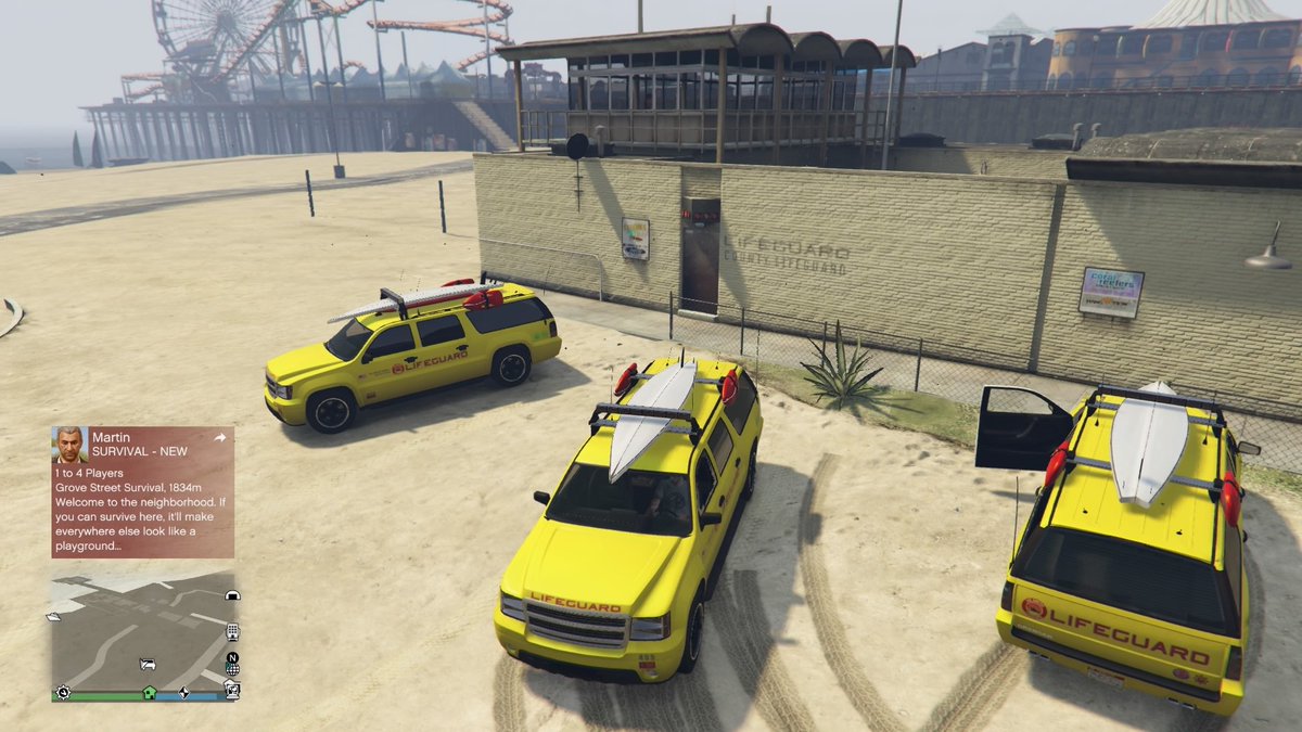 ClassiqueGTA's tweet photo. Do you want a Lifeguard Granger, but doesn't have $865.000 to spend?
Just steal one!
Have a friend drive his Lifeguard Granger near Del Perro Beach, and spawn one for you. 
This SUV has been a part of the original game, so it isn't marked as a High End vehicle.

#GTAOnline https://t.co/MhbsBI78PG