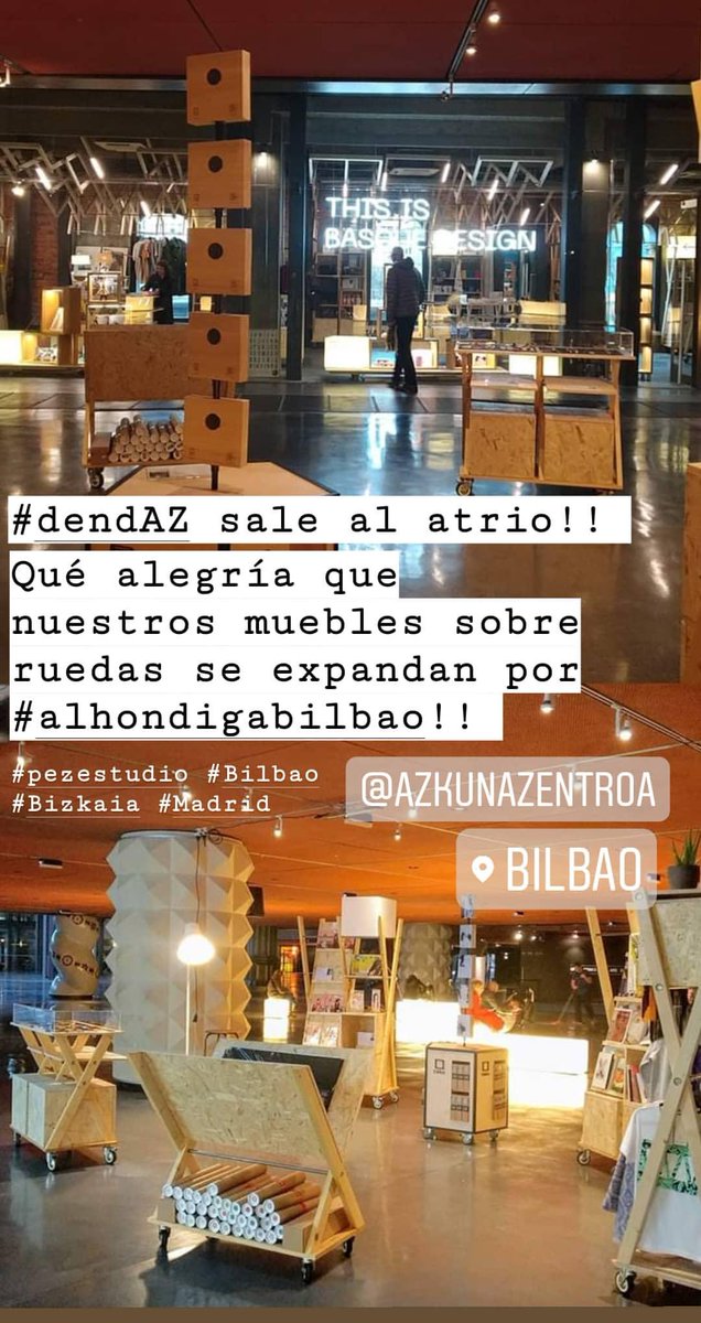 pezestudio's tweet image. #dendAZ sale al atrio! Nuestros muebles sobre ruedas invaden @AzkunaZentroa! #ThisisBasqueDesign #basquedesign #Bilbao