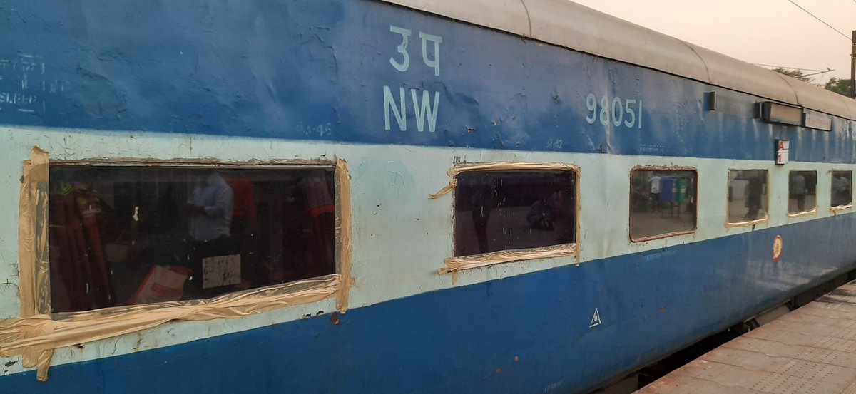 _SatyendraKumar's tweet photo. @PiyushGoyal @PiyushGoyalOffc @RailMinIndia @PMOIndia .
Situation of indian railway. Brown tape is holding AC coach windows..Are we progressing under BJP???? https://t.co/9pAo6rrzu8