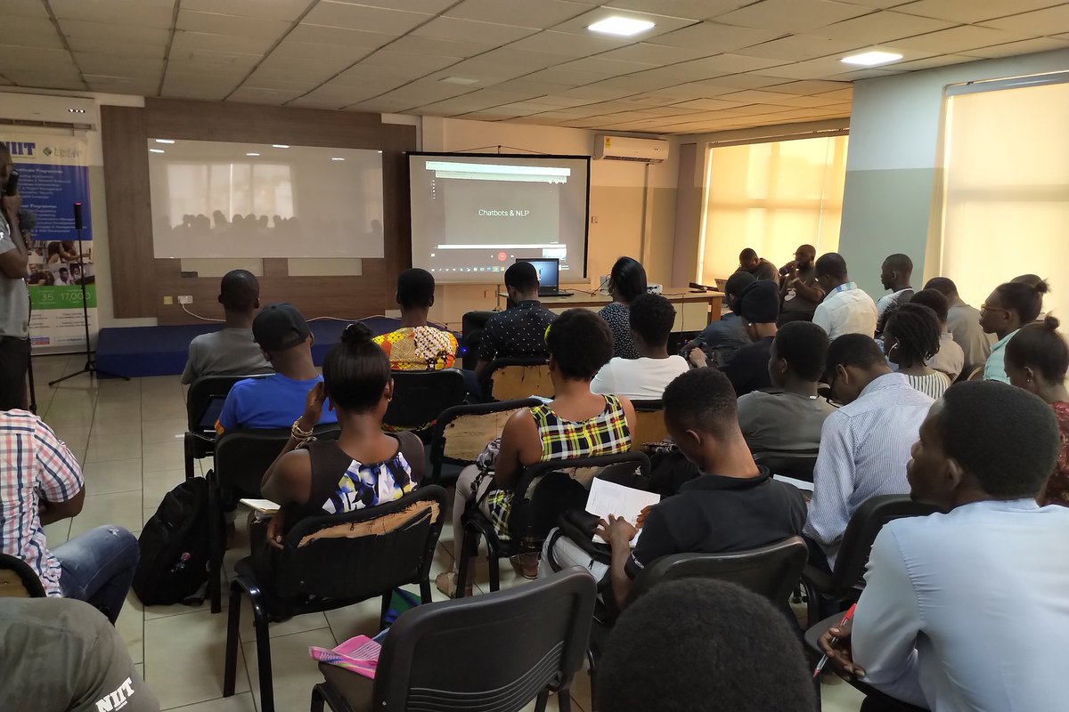 yamoateng's tweet photo. On now is @EmmlAsimadi joining us from remote via @Skype - presenting on Chatbots and Natural Language Processing (NLP)
@Glob_AIBootcamp @AccraDotnet #GlobalAlBootcamp https://t.co/Ln9LTRtTpI