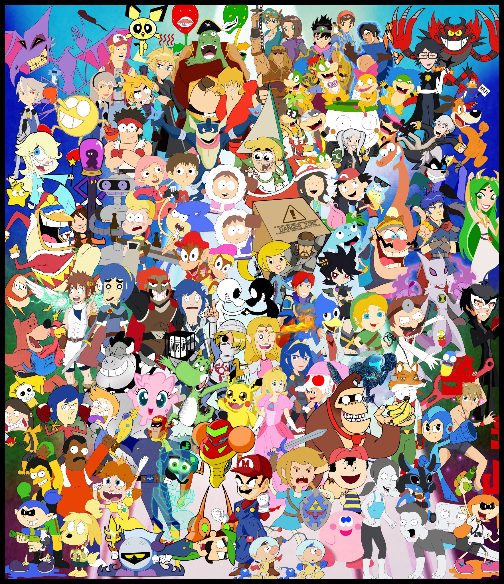 Smash Bros Roster done in different cartoon styles! 
#SuperSmashBro...