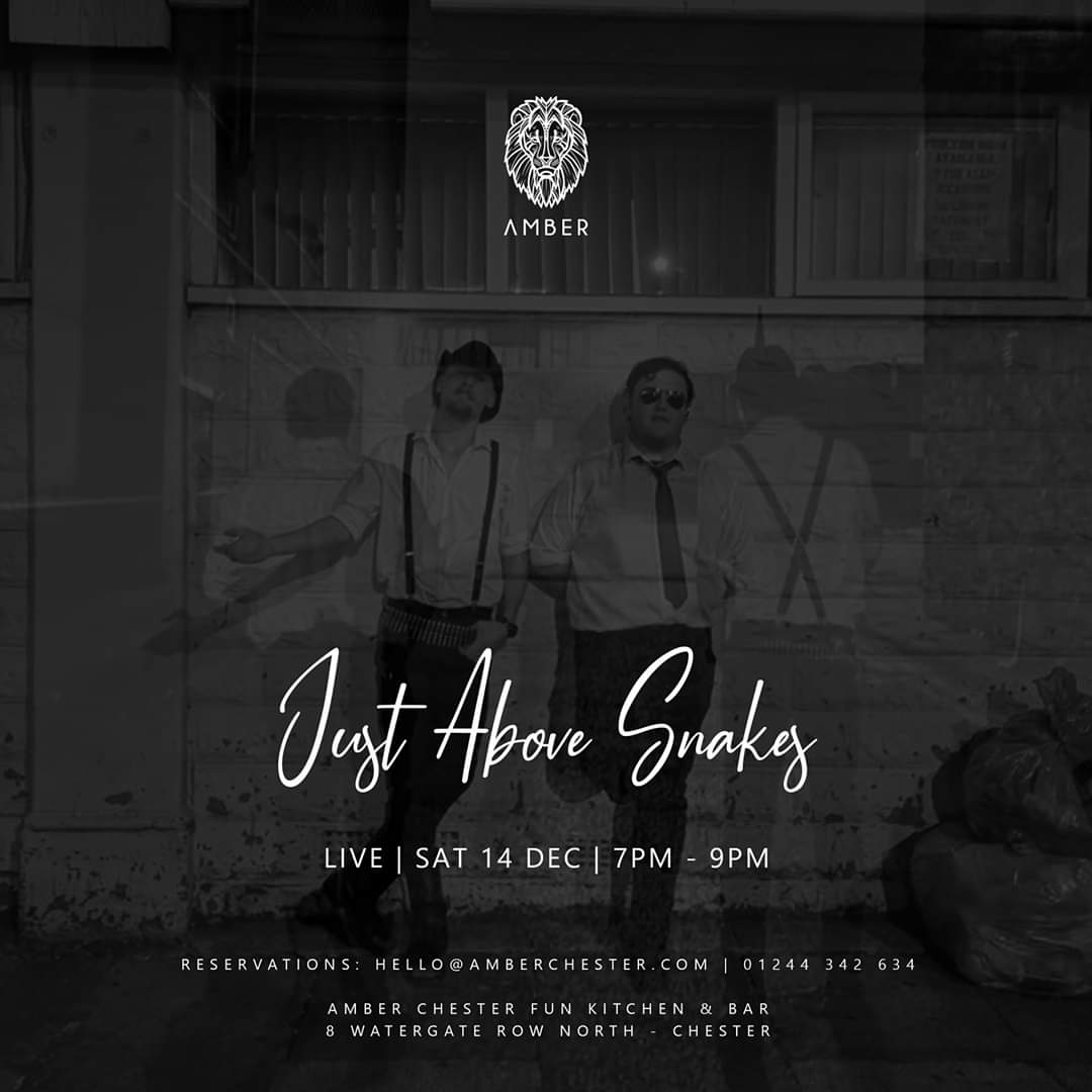 TheFunKitchen's tweet image. Don&apos;t miss Just Above Snakes performing LIVE from 7pm - expect a full Christmas party atmosphere &amp;amp; 2 for £12 cocktails 🥳🔥🦁❤

#Chester #Cheshire #AMBER