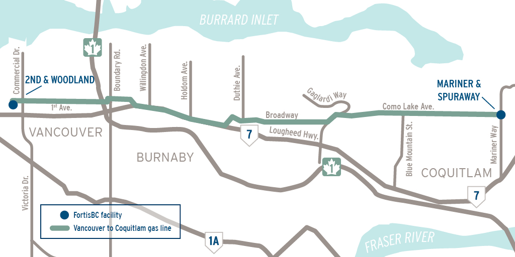 FortisBC's tweet photo. Construction complete! Thank you @News1130, @Traffic1130 &amp; @AM730 for helping us keep the community informed during work on our #FortisBCUpgrades. Thank you commuters for your patience in 2018-19. https://t.co/wh7sEFJVmC https://t.co/nwO7FQhWA2