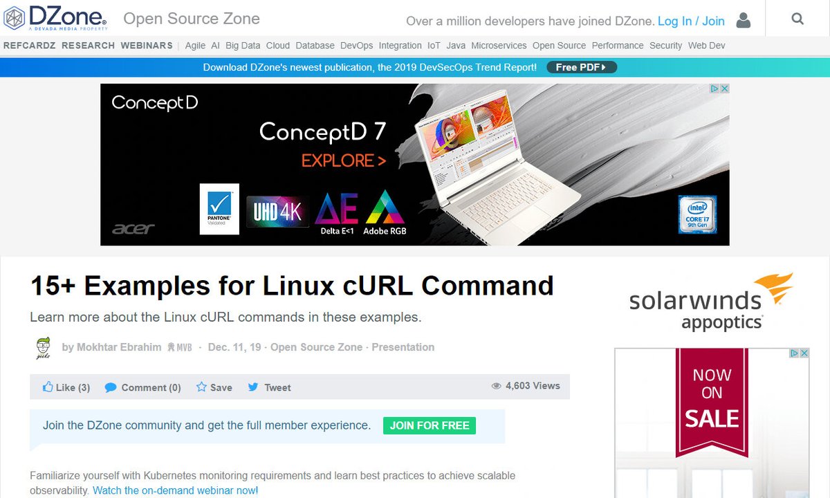 Devcide1's tweet image. 15+ Examples for Linux cURL Command
#curlcommand #terminal #file #curl #option #development
via @DZone
☛ amp.gs/iU7B