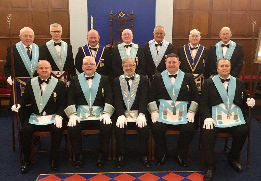 CheshirePGL's tweet photo. De Sala Lodge No 5657 at their installation at #Sale this afternoon boast a light blue line up of officers. An achievement to be proud of. Well done all CheshireFreemasons https://t.co/rQfo2f6tlR