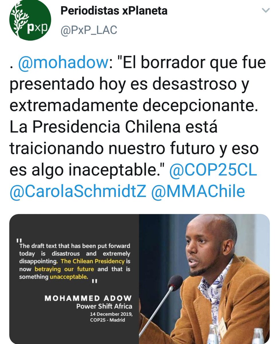 SultanOfSwing91's tweet photo. Vergonzoso papelón está haciendo Chile en la #COP25.
Desastroso desempeño de Carolina Schmidt.
Y una vez más, quedó claro que el "liderazgo internacional" de Piñera, nunca existió. https://t.co/xXXX8mJOuC