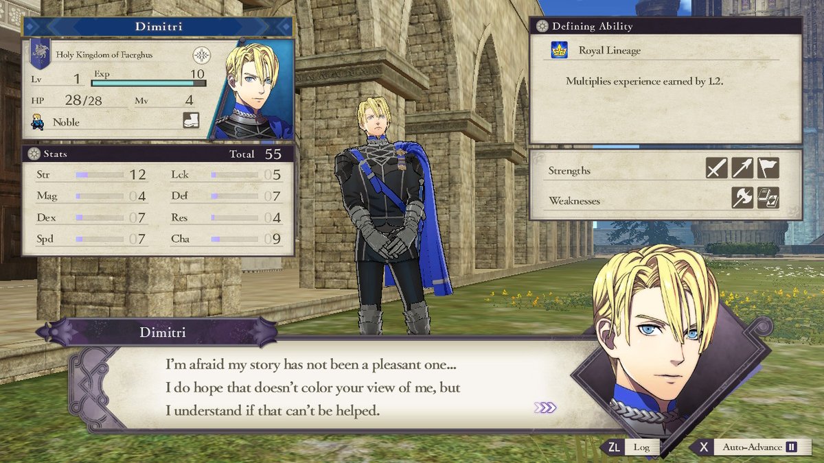 So let's get into symptoms! A common one is distorted and unstable self image/sense of self. We see the self image piece present itself from the jump. Pre-timeskip Dimitri constantly frets about how people see him, while dependent on what your/Byleth's perception is of him.