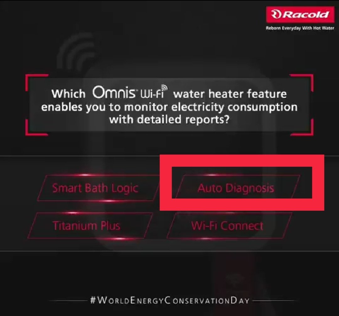 prashantDocean's tweet photo. @Racold A3. Auto Diagnosis
#WorldEnergyConservationDay
@Racold
#Omnis #BeReborn #RacoldNetApp
#SmartControlTechnology #SmartShowers
Tag
@Rahulrahs
@imPalak18
@avii4ever
@tweettovikki
@Aka5hKr
@JainShantilal12
@Sagar14Naik
@am_vaishali
@Nehathegreat1
@gopalsanthosh0
@sengodan4 https://t.co/019Kg4OloD