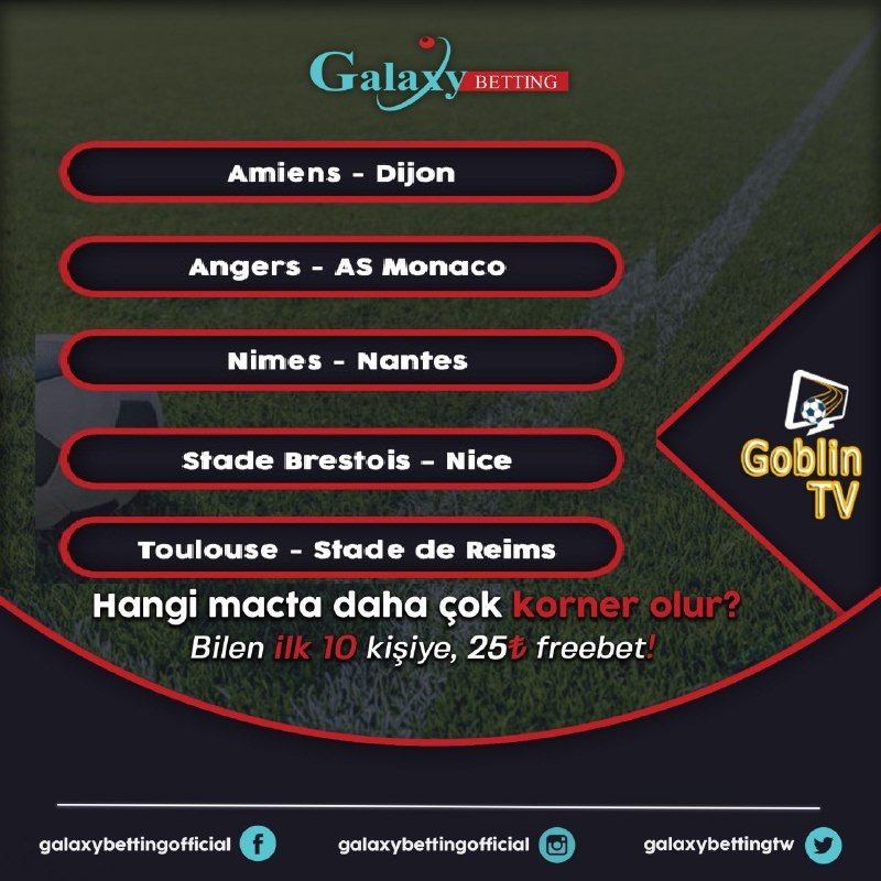'' Maçlar #GoblinTV de izlenir '' yazarak tahmininizi ve kullanıcı adınızı yazdıktan sonra RT ve FAV atarak çekilişe dahil olabilirsiniz .. Herkese Bol şanslar Goblin TV doğru tahmin yapan ilk 10 kişiye 25 TL FREEBET!!