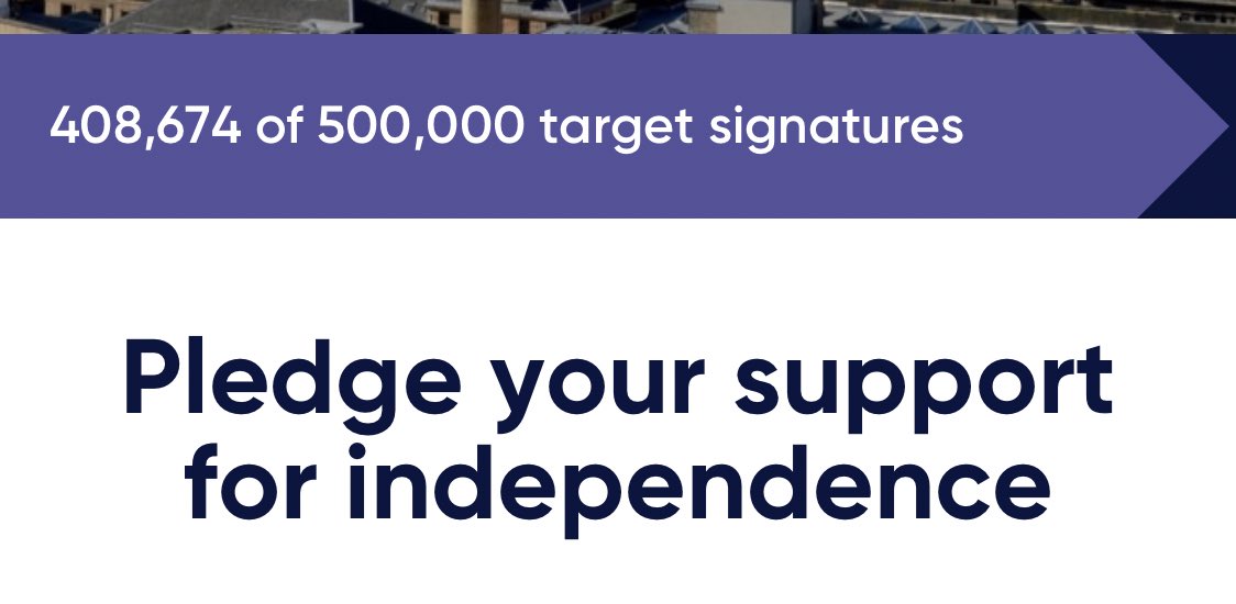 🏴󠁧󠁢󠁳󠁣󠁴󠁿 The <a href="/YesScot/">Yes</a> independence pledged has jumped 110,000 signatures in last 24 hours to 408,674.

📱 There is another way. Sign it and pass it on: yes.scot.