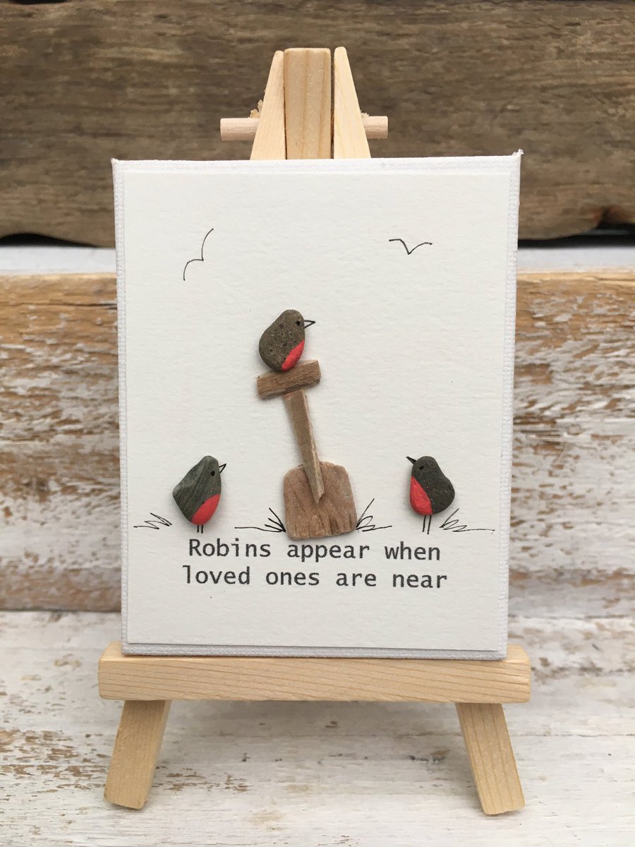 Excited to share this item from my #etsy shop: Robins Appear When Loved Ones Are Near.Robin Pebble Art. #art etsy.me/35lZD9z
