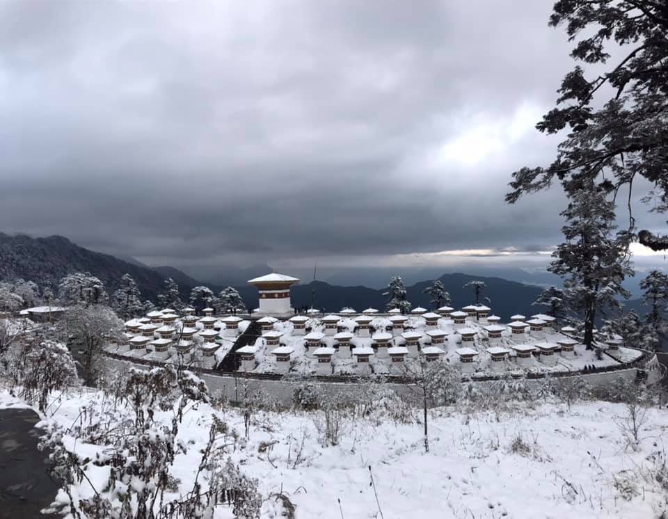 First snowfall of the year! #bhutan #travel #mountains