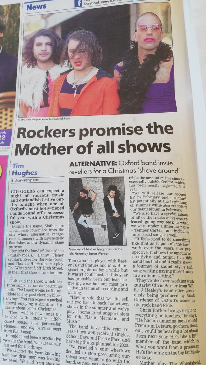 See you tonight for a shove about w/Flat Lager &amp; Tiger Mendoza 🤘Thanks very much <a href="/oxfordmail/">Tim Hobden</a> for the write-up!#oxfordmusic #alternativerock