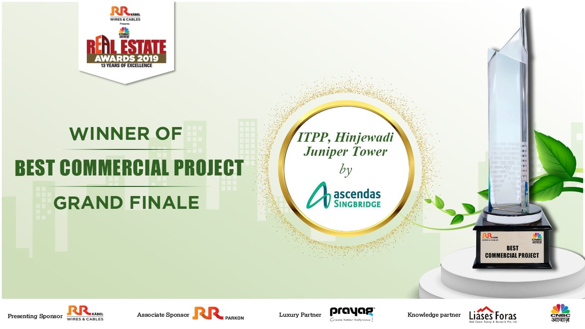 #AscendasSingbridge wins “Best Commercial Project” at RR Kabel presents the 13th CNBC-AWAAZ Real Estate Awards, Grand Finale.

#RealEstateAwards

<a href="/CNBC_Awaaz/">CNBC-AWAAZ</a>
@_RRGlobal