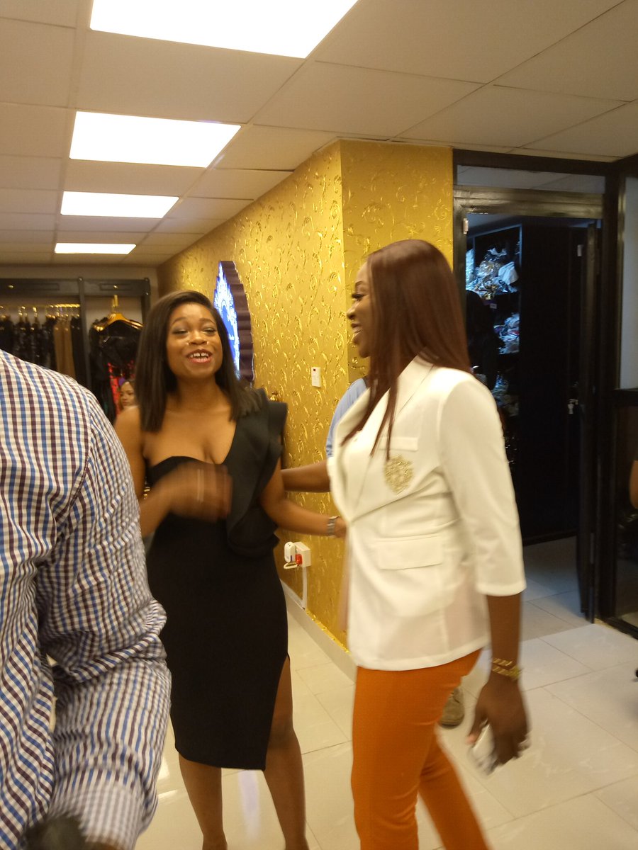 QOSNY1's tweet photo. Your favourite celebrities are here!! 
Live at Queen of Sheba New York @QOSNY1 opening. 
Lagos lets do this!!! https://t.co/0aTepdew5L