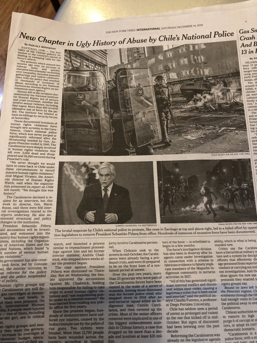 Carabineros en el NYTimes: “Un nuevo capítulo en la horrible historia de abusos de Carabineros”