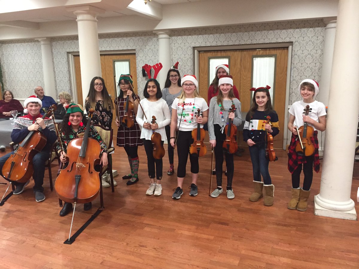 Members of the SMS strings and winds performing holiday songs for the residents of Candlewood Rehab Center in New Milford. Giving to the community. #smspride