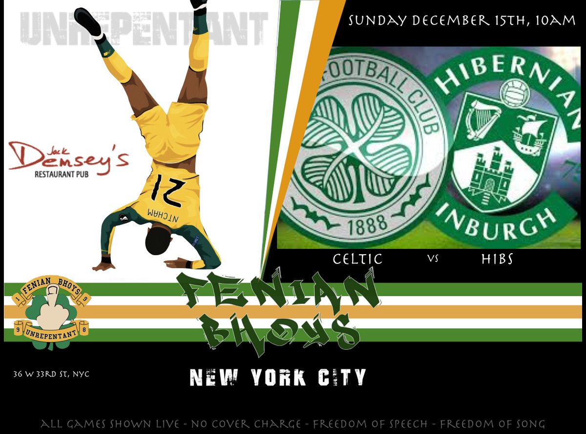 Celtic v Hibs <a href="/JackDemseysNYC/">JackDemseys</a>  10am Sunday, no cover charge