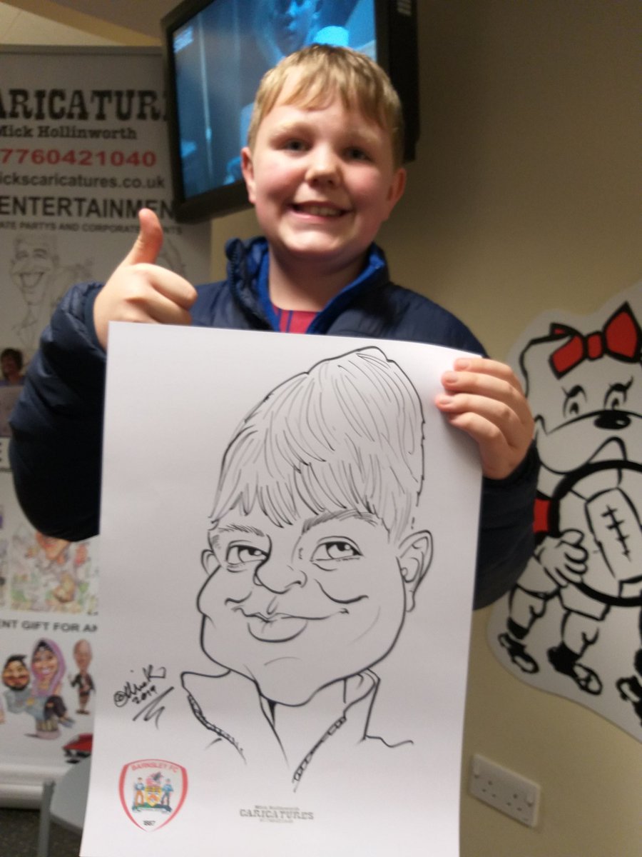 Just back in from my first gig of the day at Barnsley FC..
A fantastic crowd who kept me busy the whole time i was there.. cheers folks and i hope you all have a wonferful Christmas.. see you Boxing day..
#youreds #barnsleyfc #mickscaricatures