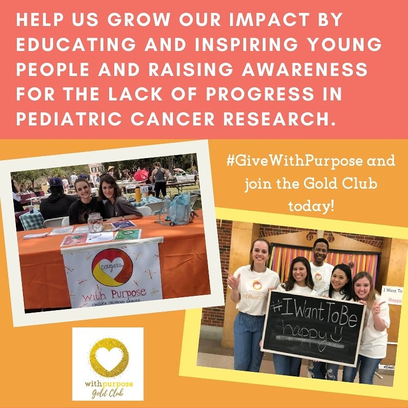 Young people are the ones who are going to make the world a better place for themselves and their future families. #WithPurpose gives them the resources they need to hold fundraisers, events, and create student-led chapters. Make your contribution to the #goldclub today.