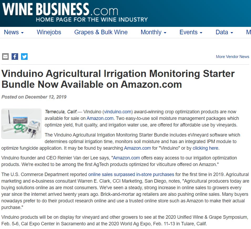 CCImarketing's tweet photo. from @WineBusiness / @VinduinoReinier: Vinduino Agricultural Irrigation Monitoring Starter Bundle Now Available on https://t.co/CHOVVIMklN. https://t.co/2HBpgyBe1L #optimizeyield #improvefruitquality #reducewateruse #smallevineyards https://t.co/YDhcLH3JHi https://t.co/wfckw5pwMq