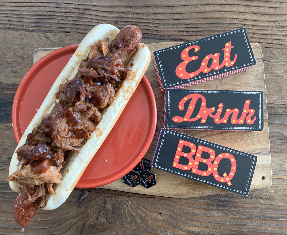 TC_Chefs03's tweet image. Need to refuel before the @houstonrockets game tonight? Stop by #HTX in section 115 and grab a Blast Off Dog, it’s wrapped in bacon deep fried topped with pulled pork and tangy BBQ sauce. It will keep you energized all game. @toyotacenter @LevyRestaurants #spacecity #onemission