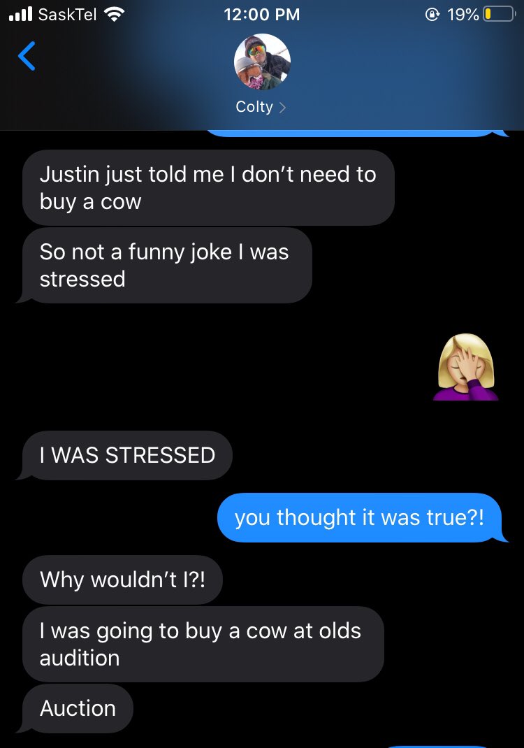 Best joke I’ve ever pulled off? Making  my non-ranching/farming BF convinced he had to give my family a cow for my hand.... ( he belived this for the last two days) <a href="/adrienneivey/">Adrienne Ivey</a> mom said she’d rather have his gunnatrashya filly 😂