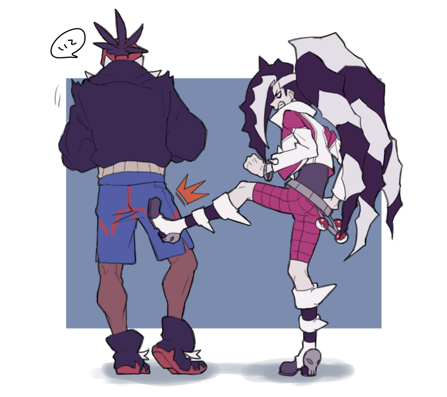 ネズ(ポケモン) ,キバナ 「足癖の悪いネズさんのkbnz 」|鳩三郎のイラスト