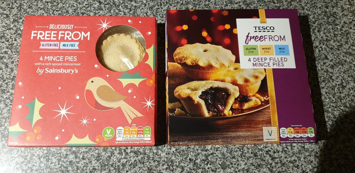 gluten_guy's tweet photo. #GFMincePieWar is up and running! I have a scoring system (very sophisticated 👀), each will be marked out of 10! 
First up to take the test are @sainsburys &amp; @Tesco https://t.co/h9ZjozsG3m