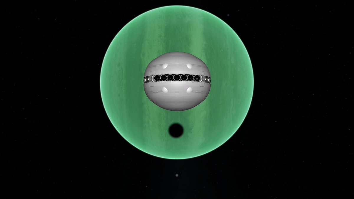 Vaisseau de forme sphérique, blanc.