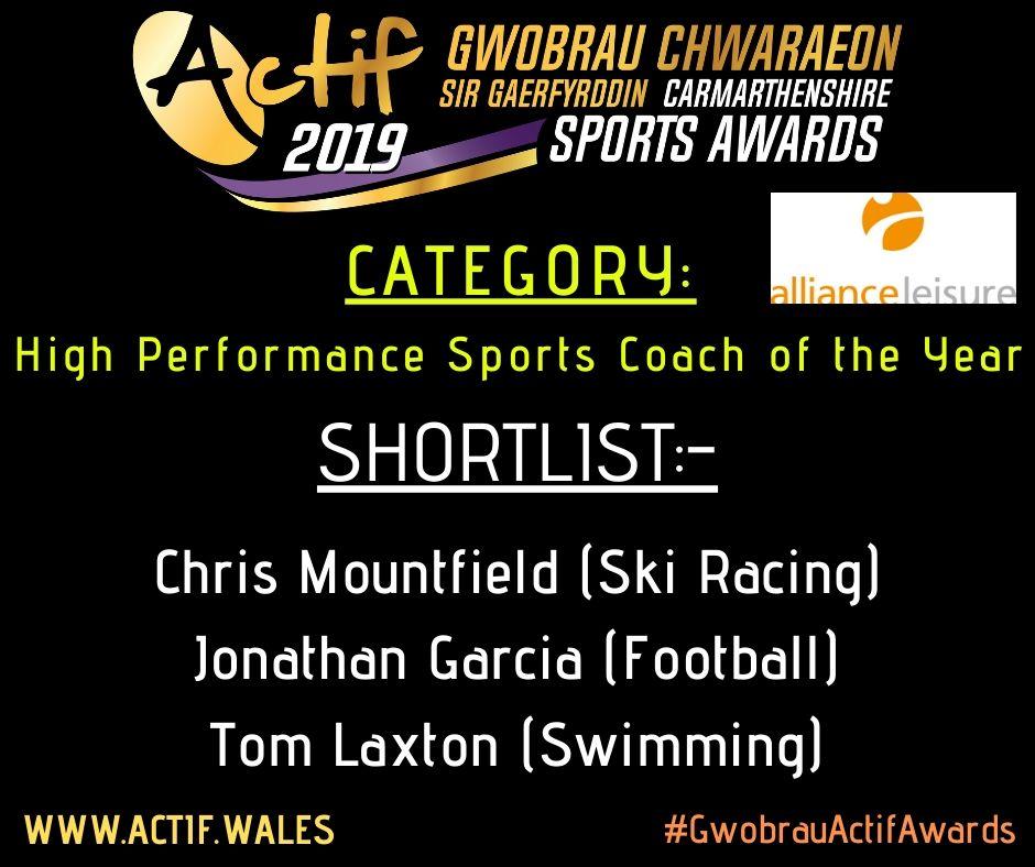sportcarms's tweet image. 🏆 ACTIF CARMARTHENSHIRE SPORTS AWARDS 2019 🏆 
High Performance Sports Coach of the Year, sponsored by @AllianceLeisure:
- Chris Mountfield (Ski Racing)
- Jonathan Garcia (Football)
- Tom Laxton (Swimming)

Category Winners will be announced on 31st January! #GwobrauActifAwards