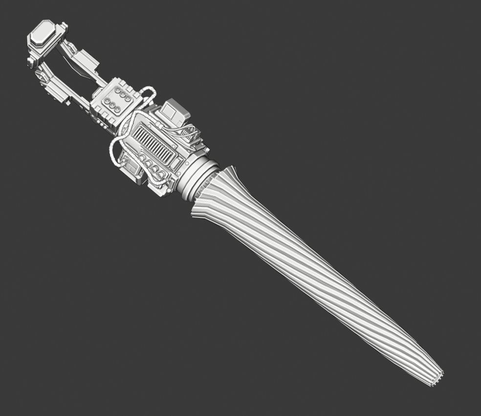 Chiusan2's tweet image. the buster gun is finished. hard surface modelling is a lot of fun. i mixed the lance of valkyria with the gun of black rock shooter 

#blender #scifi #3dart
