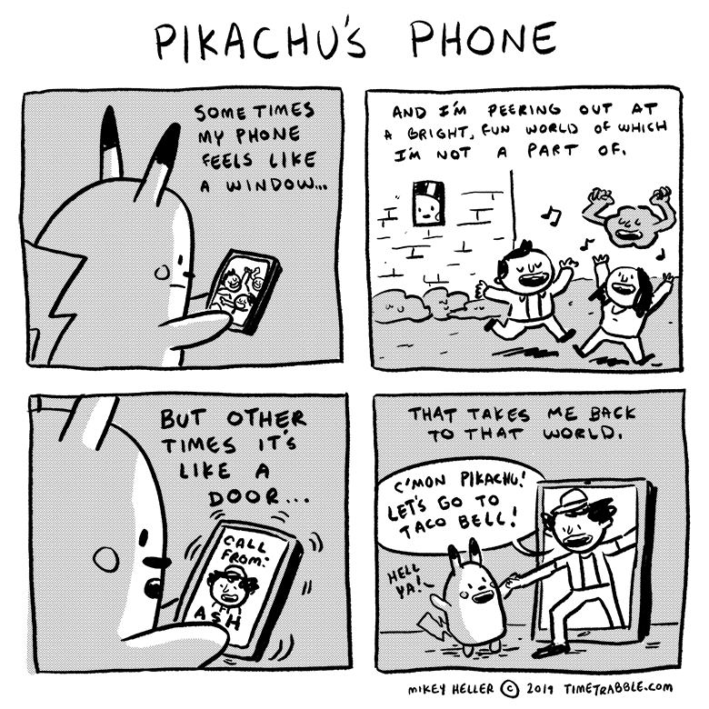 i drew a comic about Pikachu's phone 