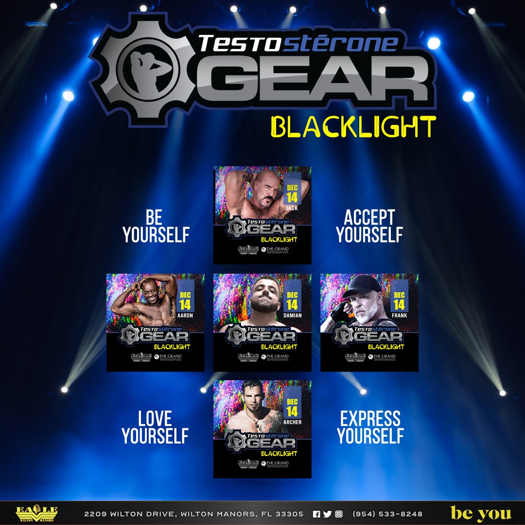 TestoParty's tweet photo. Huge presales for tonight's Testosterone Gear Blacklight at the Eagle Wilton Manors. Can't wait! See you soon WIlton Manors. Tix: https://t.co/AzymZGiSlG https://t.co/a4wgUTwjHz