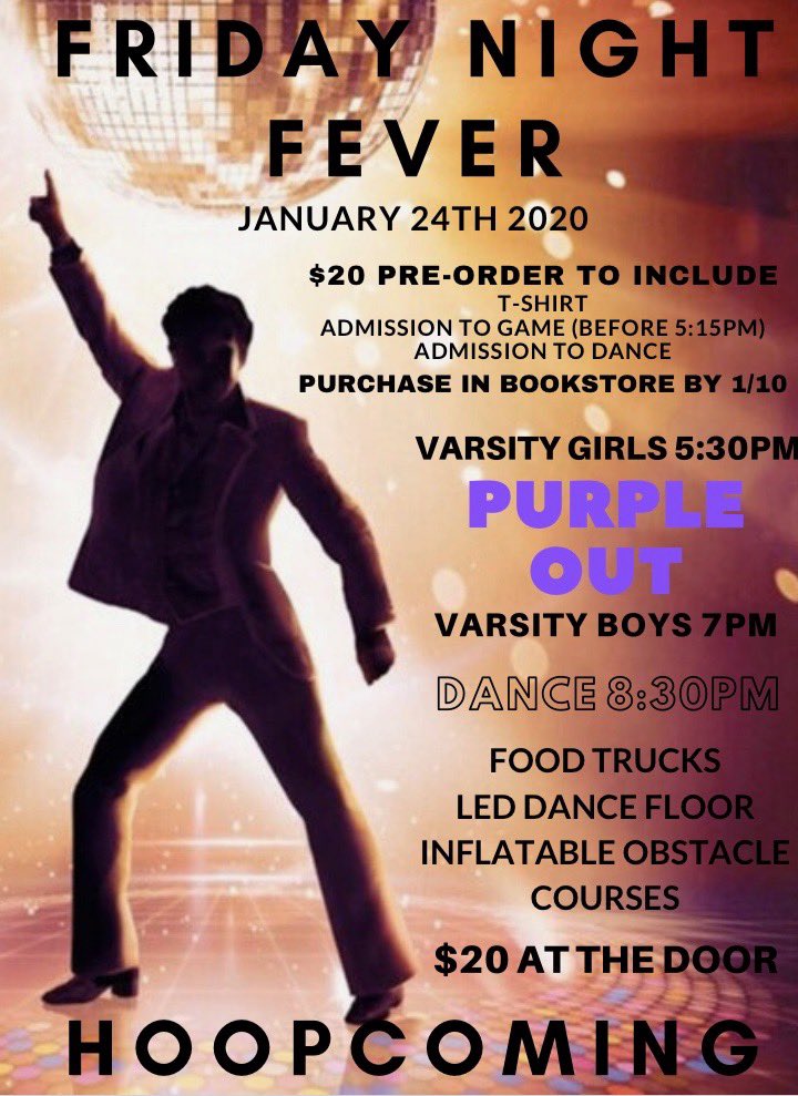 🥳🏀HOOPCOMING TICKETS- $20  GETS YOU A HOOPCOMING 2020 SHIRT, INTO THE GAME AND INTO THE DANCE !!!!!🥳🏀